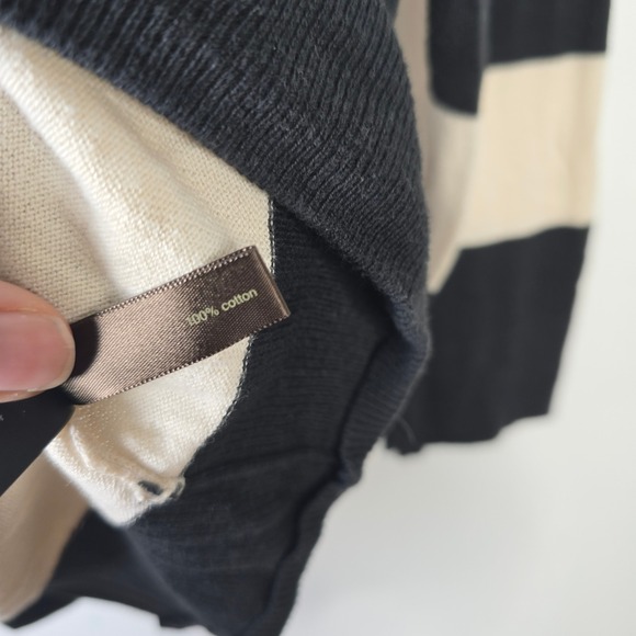 The‎ Limited Cardigan Sweater Womens M Medium Striped Black Beige Button Up - Picture 5 of 5